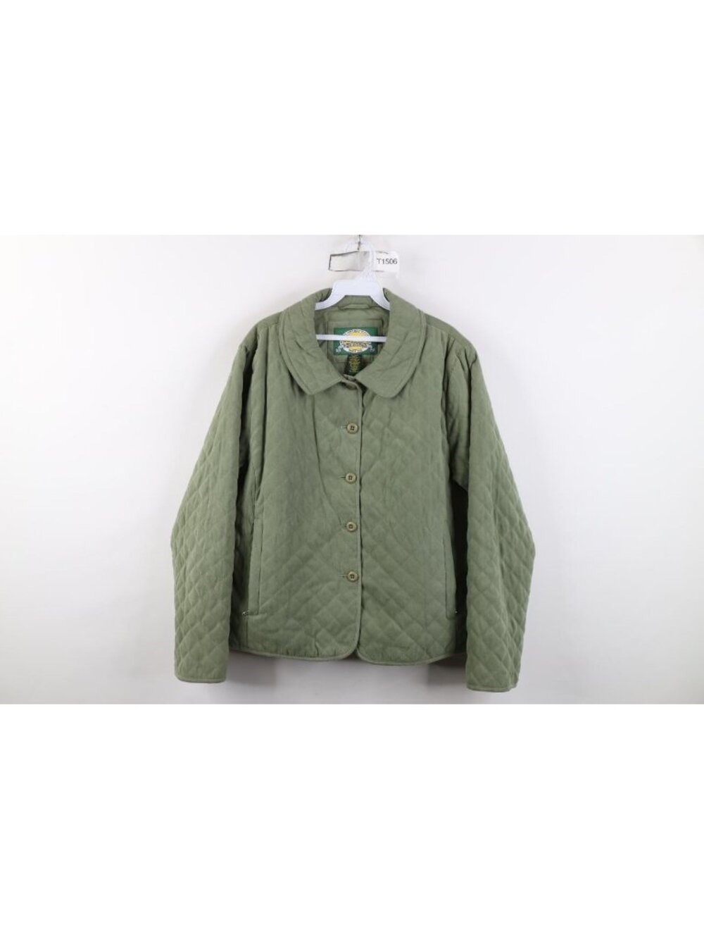 Vintage 90s Y2K Cabelas Quilted Jacket Womens Size L Green Microfiber Button